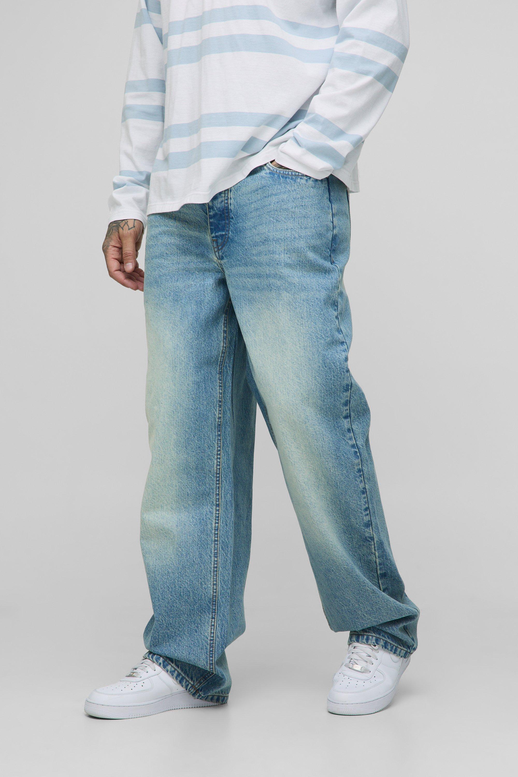 Mens Blue Tall Relaxed Rigid Jeans, Blue